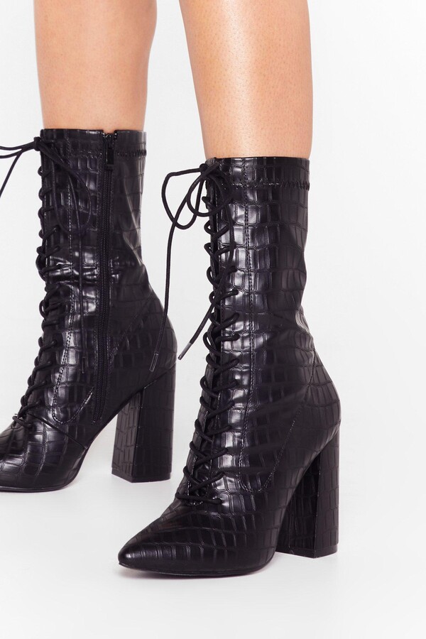 lace ankle boots heels