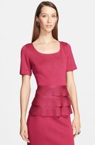 Thumbnail for your product : St. John Shimmer Milano Knit Tiered Ruffle Peplum Top