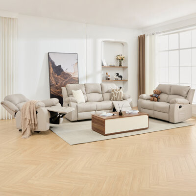 Latitude Run Altizer Reclining Sofa Set,living Room Furniture Set,3 Seater Reclining Sofa For Living Rooms