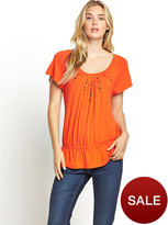Thumbnail for your product : Savoir Fluted Sleeve Embellished Top