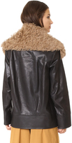 Thumbnail for your product : Zero Maria Cornejo Leather Jacket with Shearling Collar