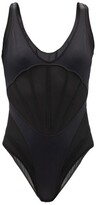 Thumbnail for your product : David Koma Corset-panelled Mesh And Jersey Bodysuit - Black