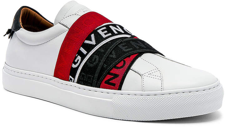 red black and white sneakers