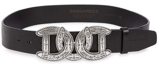 DSQUARED2 Double D Black Leather Belt