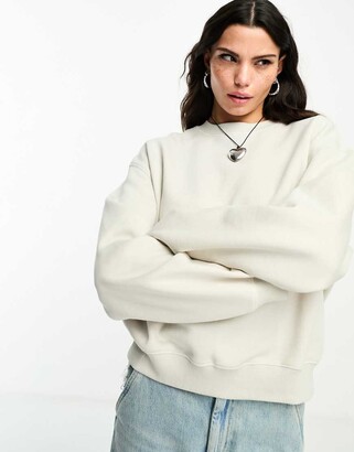 Weekday Essence standard fit sweatshirt in beige ShopStyle