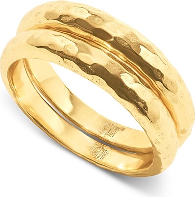 Capucine De Wulf Cleopatra Slice Stacking Rings in 18K Gold Plated Set of 2