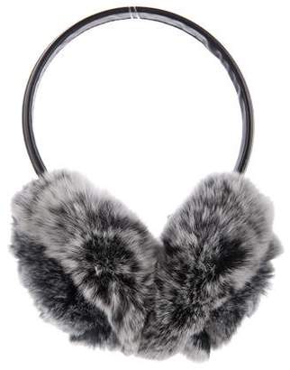 Adrienne Landau Leather-Trimmed Fur Earmuffs w/ Tags