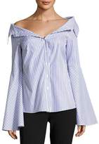 Thumbnail for your product : Caroline Constas Persephone Striped Décolleté Shirt