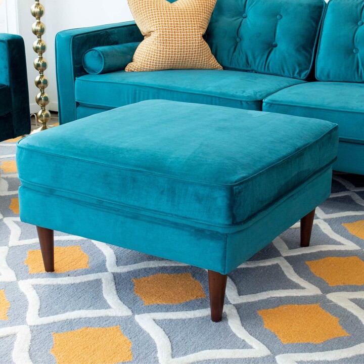 Ashcroft Flavia MidCentury Modern Square Velvet Ottoman ShopStyle