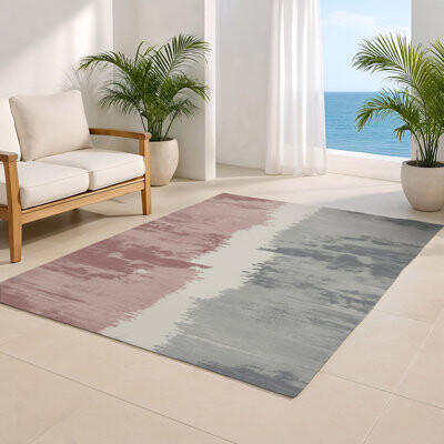 Hokku Designs Watercolor Gray Indoor and Outdoor Area Rug