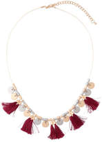 Thumbnail for your product : Basque NEW Mixed Disc And Tassel Boho Necklace Wine
