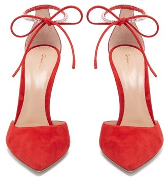 Gianvito Rossi Crystal-embellished 105 Suede Pumps - Red