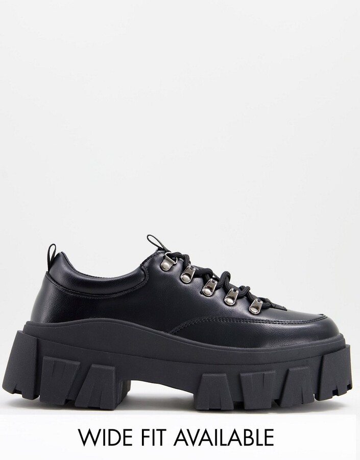 Asos Chunky Black Shoes ASOS DESIGN Lace Up Shoes In Black