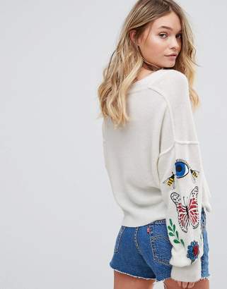 Wildfox Couture Wildlife Beaded Embroidery Jumper