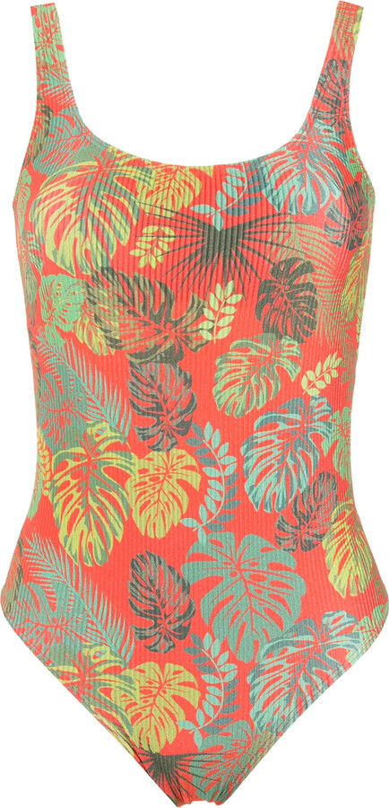 Palm Leaf Print Swimsuit