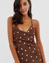 Thumbnail for your product : ASOS DESIGN scuba cami pephem midi dress in polka dot