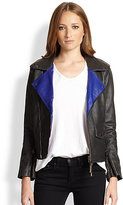 Thumbnail for your product : Lot 78 Lot78 Box Leather Biker Jacket