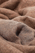 Thumbnail for your product : Brunello Cucinelli Tassel-trimmed Metallic Brushed Knitted Wrap