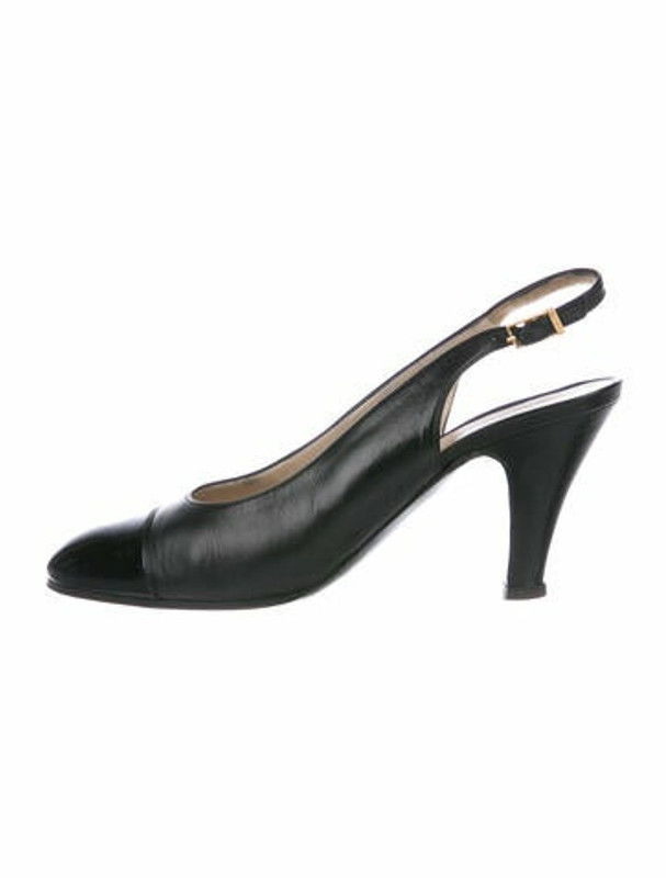 Chanel Leather Slingback Pumps Black ShopStyle Clothes and Shoes