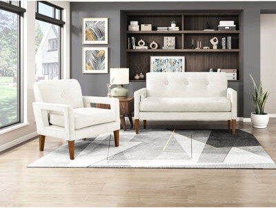 Latitude Run Modern 2Pc Living Room Furniture: Chenille And Chair With Pocket Coils, Solid Wood Frame, Removable Seat Covers Of For Space - Design, Legs, 300Lbs We