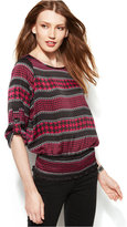 Thumbnail for your product : MICHAEL Michael Kors Roll-Tab-Sleeve Printed Peasant Blouse
