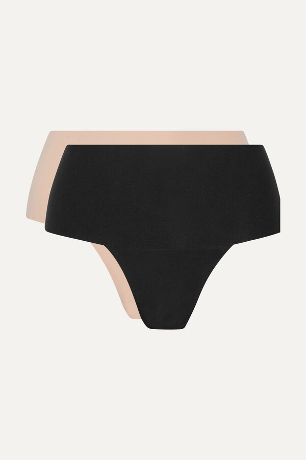 Spanx Undie-tectable Set Of Two Stretch-jersey Thongs - Black - ShopStyle