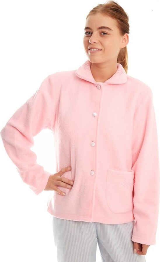 Lady Olga Ladies Womens Daisy Fleece Button Through Bed Jackets Size UK  10-24 (UK 26-28 - ShopStyle
