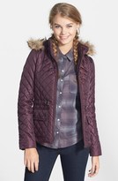 Thumbnail for your product : Coffee Shop 984 Coffee Shop Quilted Puffer Jacket with Faux Fur Trim (Juniors)