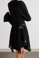Thumbnail for your product : Stella McCartney + Net Sustain Celeste Asymmetric Lace-paneled Cady Mini Dress - Black