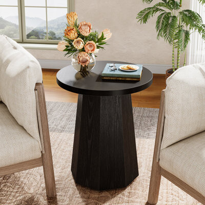Millwood Pines Farmhouse Round End Table with Octagonal Base