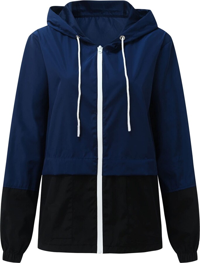 Women's Waterproof Jacket Outdoor Quick Dry Raincoat Windproof Casual Zipper Windbreaker with Hood