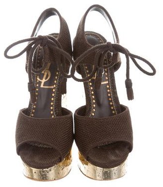 Saint Laurent Metallic Wedge Sandals