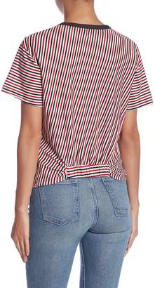 Lush Striped Short Sleeve Gather Front Tee