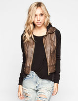Thumbnail for your product : Full Tilt Fleece Trim Womens Stone Wash Faux Leather Jacket