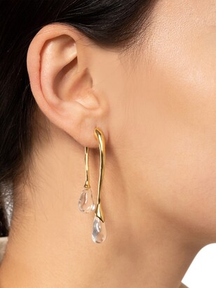 Alexis Bittar Lucite Front Back Double Drop Earrings - Gold/Clear