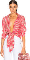 Thumbnail for your product : Adriana Degreas Front Knot Shirt in Red & White | FWRD