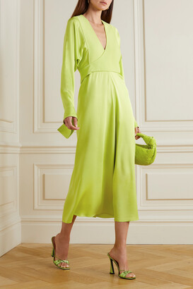 Victoria Beckham - Satin-crepe Wrap Dress - Green