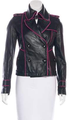 Versace Leather Double-Breasted Jacket
