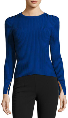 Catherine Malandrino Wide-Ribbed Pullover Sweater, Cobalt