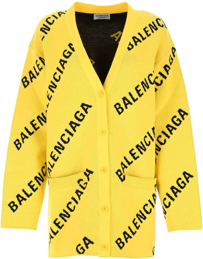 Balenciaga Allover Logo Knitted Cardigan - ShopStyle