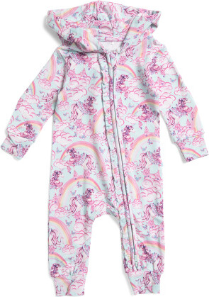 TJMAXX Infant Girls Cosette French Terry Hooded Ruffled Coverall, Spandex/Viscose