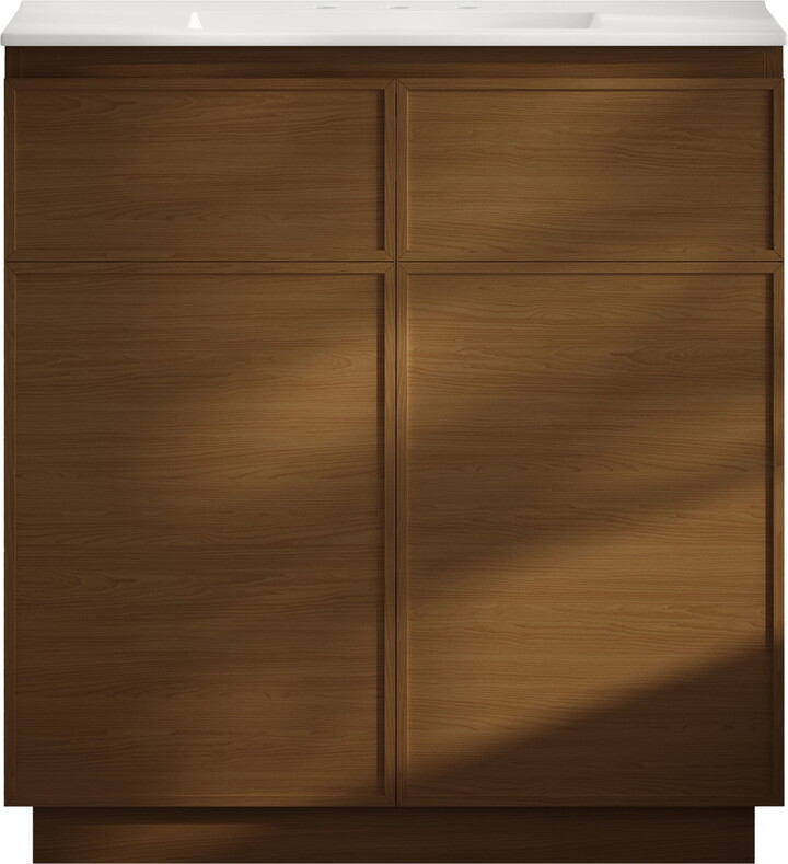 St. Tropez 36" Freestanding Bathroom Vanity in Brown Oak with 3-Hole Widespread Sink Top