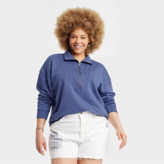 Universal Thread Women's Plus Size French Terry Quarter Zip Sweatshirt  Cream 3X - ShopStyle