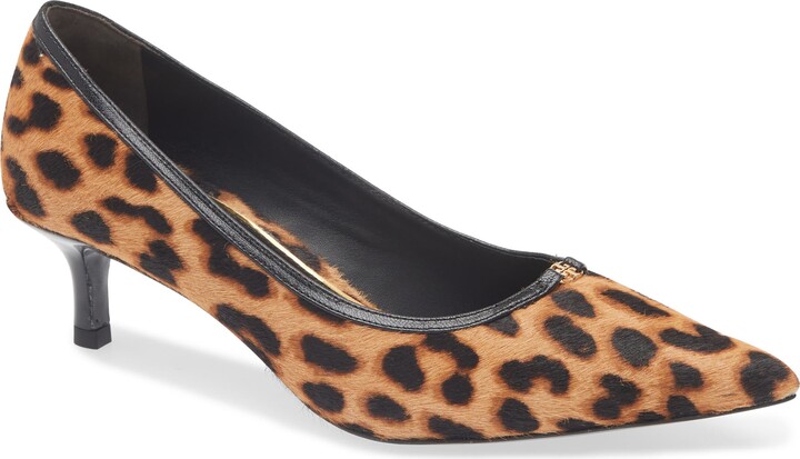 Tory Burch Double T Buckle Genuine Calf Hair Kitten Heel Pump