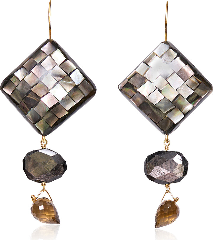 Chan Luu Siren Square Caroline 18k Gold-Plated Mother of Pearl Earrings