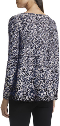 Alaia Crewneck Long-Sleeve Stretch Wool Jacquard Tunic