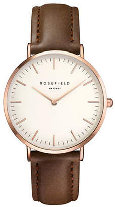 HBC ROSEFIELD The Bowery Analog Rose Goldtone Leather Strap Watch