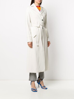 Off-White "Cut Here" Print Trench Coat