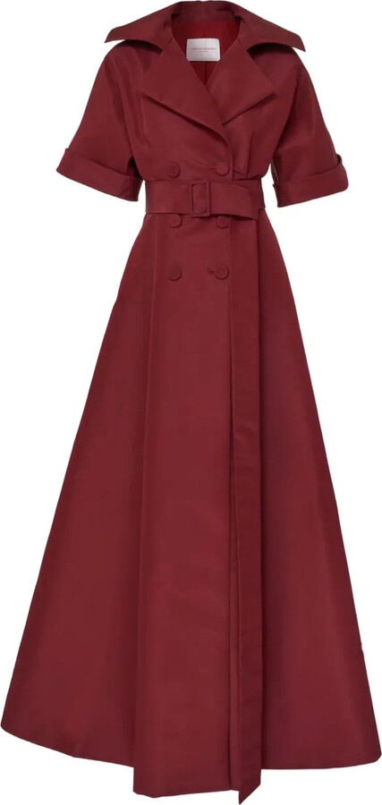 Carolina Herrera Belted Short-Sleeve Maxi Dress