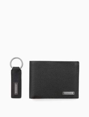 Calvin Klein pebble leather wallet + keyring gift box
